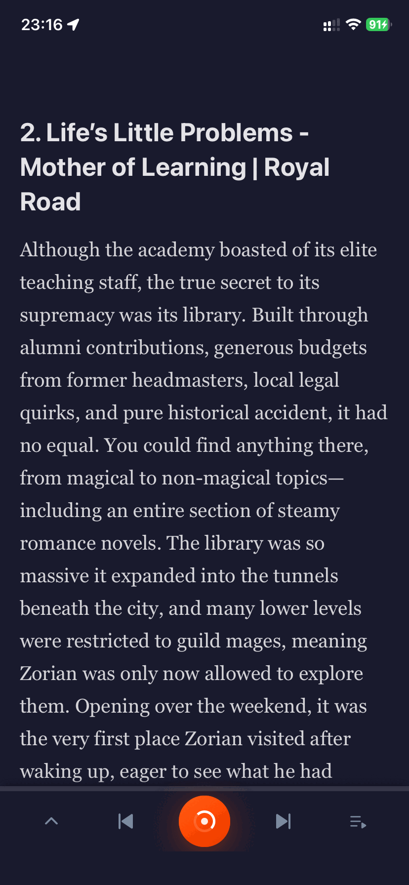 Clean reading mode with AI audio player on iPhone